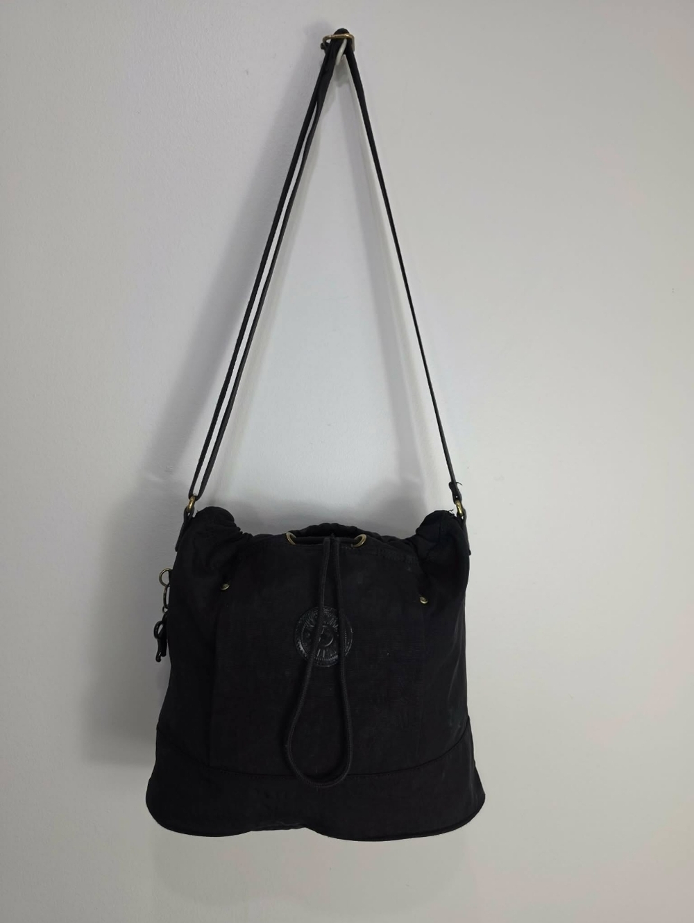 Kipling Black Drawstring Hobo Crossbody Bag with Monkey Charm Unisex - Picture 4 of 12